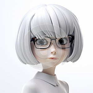 Charming Anime-inspired 3d Female With Glasses - Mamiya Rb67 Digital Art