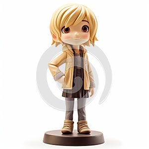 Charming Anime Statue Of A Hairy Blonde Girl In Jacket photo