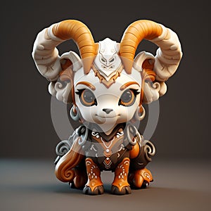 Charming Anime Style 3d Printed Horned Ram Character