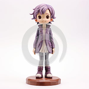 Anime-inspired Plastic Figurine Of A Cartoon Girl With Purple Hair photo