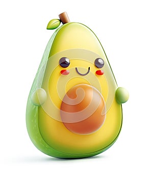 Charming avocado character with a sweet smile photo