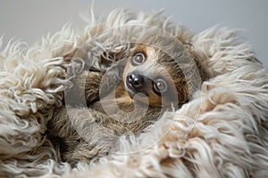 A charming baby sloth appears contemplative