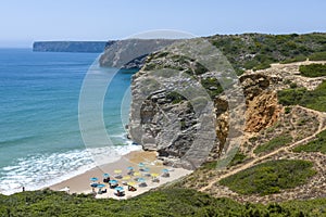 Charming beach at the Atlantic Ocean in Sagres, Portugal