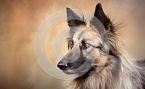 Charming Belgian Shepherd dog against a bright pastel background. Generative AI.