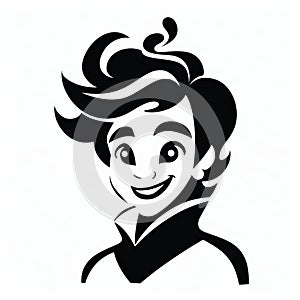 Charming Black And White Disney-inspired Boy Logo With Curls photo