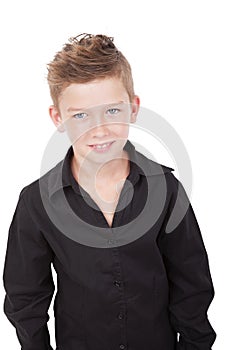 Charming boy smiling.