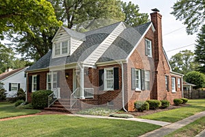 Brick Cape Cod house with charming front yard