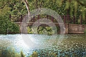 A charming bridge over Lake Marmo at the Morton Arboretum in Lisle, Illinois.