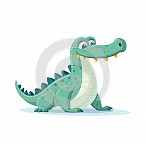 Charming Minimalist Alligator Cartoon Illustration On White Background photo