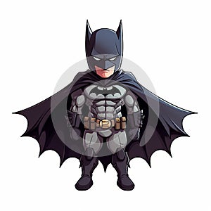 Charming Cartoon Batman Drawing On White Background