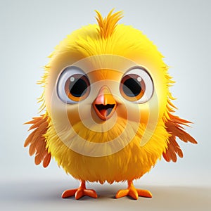 Charming Cartoon Chicken With Big Eyes - Vray Tracing Style