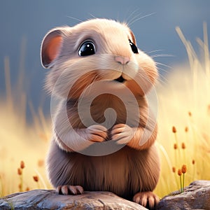 Charming Cartoon Lemming Illustration With Closed Eyes