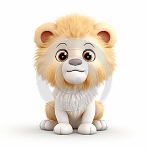 Charming Cartoon Lion: Cute, Fluffy, And Adorable Toy Sculpture