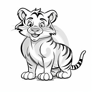 Charming Cartoon Tiger Coloring Page