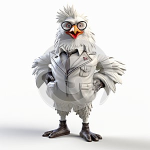 Charming Chicken: A Physically Based Rendering Of A Science Academia Character