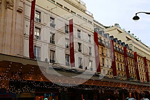 The charming Christmas decorations in the department store in Paris