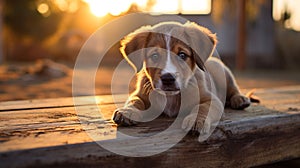 A charming close-up of an endearing pup with large, meaningful