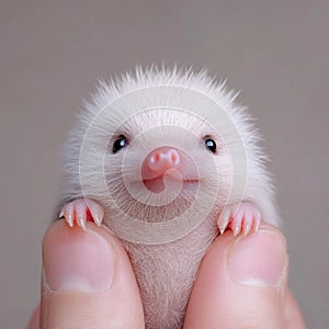Sweet Hedgehog Close-Up with Quills and Curious Expression photo