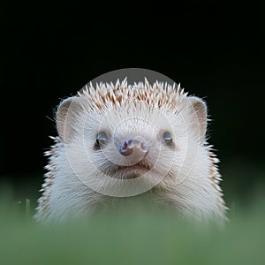 Sweet Hedgehog Close-Up with Quills and Curious Expression photo