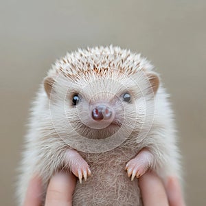 Sweet Hedgehog Close-Up with Quills and Curious Expression photo