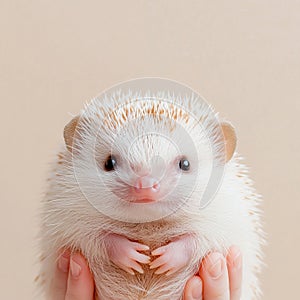 Sweet Hedgehog Close-Up with Quills and Curious Expression photo