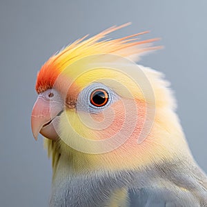 Charming Cockatiel Portrait with Vibrant Crest and Soft Plumage photo