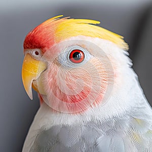 Charming Cockatiel Portrait with Vibrant Crest and Soft Plumage photo