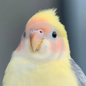 Charming Cockatiel Portrait with Vibrant Crest and Soft Plumage photo