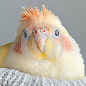 Charming Cockatiel Portrait with Vibrant Crest and Soft Plumage photo