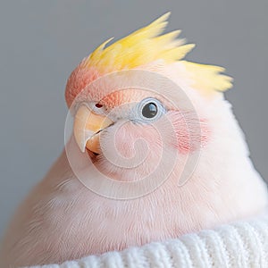 Charming Cockatiel Portrait with Vibrant Crest and Soft Plumage photo