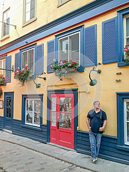 Charming colorful building in Old Quebec