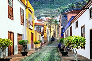 Charming colorful streets of old colonial town Garachico in Tener photo