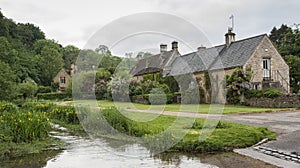 Charming corners of the beautiful and pretty village of Upper Slaughter in the Cotswolds region - Gloucestershire, Cotswolds, UK