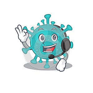 Charming corona zygote virus cartoon character design wearing headphone photo