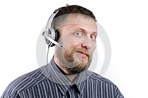 Charming Customer service agent on headset