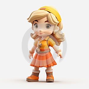 Charming 3d Adventure: The Orange Girl With Blonde Hair photo