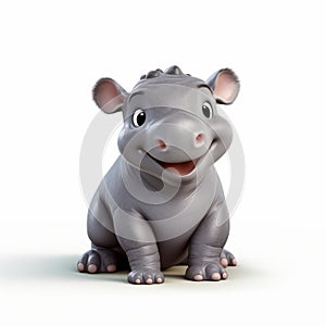 Charming 3d Baby Hippo: Exotic Realism With Pixar Style photo