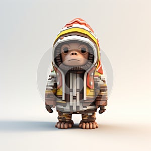 Charming 3d Monkey Model In Geometric Hoodie - Frostpunk Inspired photo