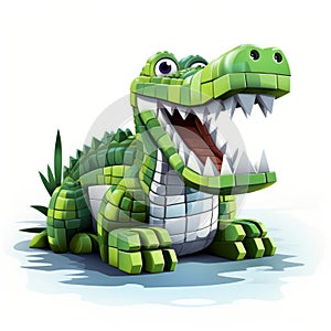 Charming 3d Pixellated Alligator Character Illustration With Multidimensional Shading photo
