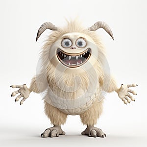 Charming 3d White Monster With Exaggerated Proportions photo