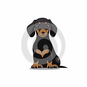 Charming Dachshund Dog Illustration In Dark Black And Light Amber