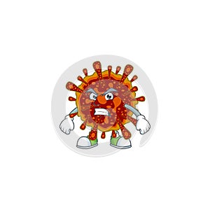 Charming deadly coronvirus mascot design style waving hand