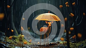 Charming Deer Under Umbrella: Nature-inspired Cinema4d Animation