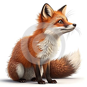 Cute Red Fox Illustration Isolated on White Background