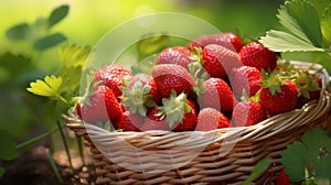 Charming display of freshly picked strawberries in a basket