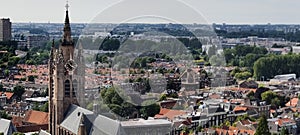 Charming European city with windmill.