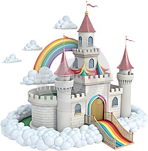 Adorable fairytale castle clipart with magical design. photo