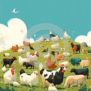 Charming Farm Scene: A Pastoral Delight for Stock Images