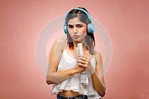 Charming Female Singing Using Newspaper As Mic photo