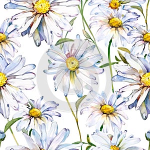 A charming floral design. daisies with sunny yellow centers create a seamless and cheerful pattern on a white background. for